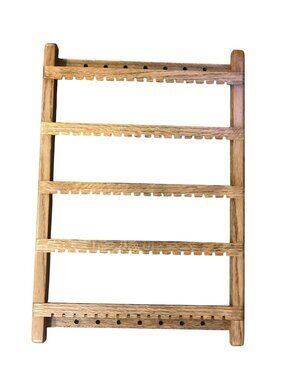 Handmade Wooden Jewelry Holder Rack Necklace Organizer Rustic Wall Display Used